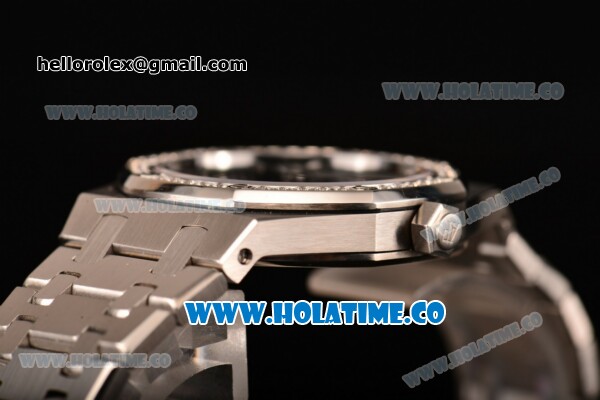 Audemars Piguet Royal Oak 33MM Miyota Quartz Steel Case/Bracelet with Black Dial Stick Markers and Diamonds Bezel (EF) - Click Image to Close